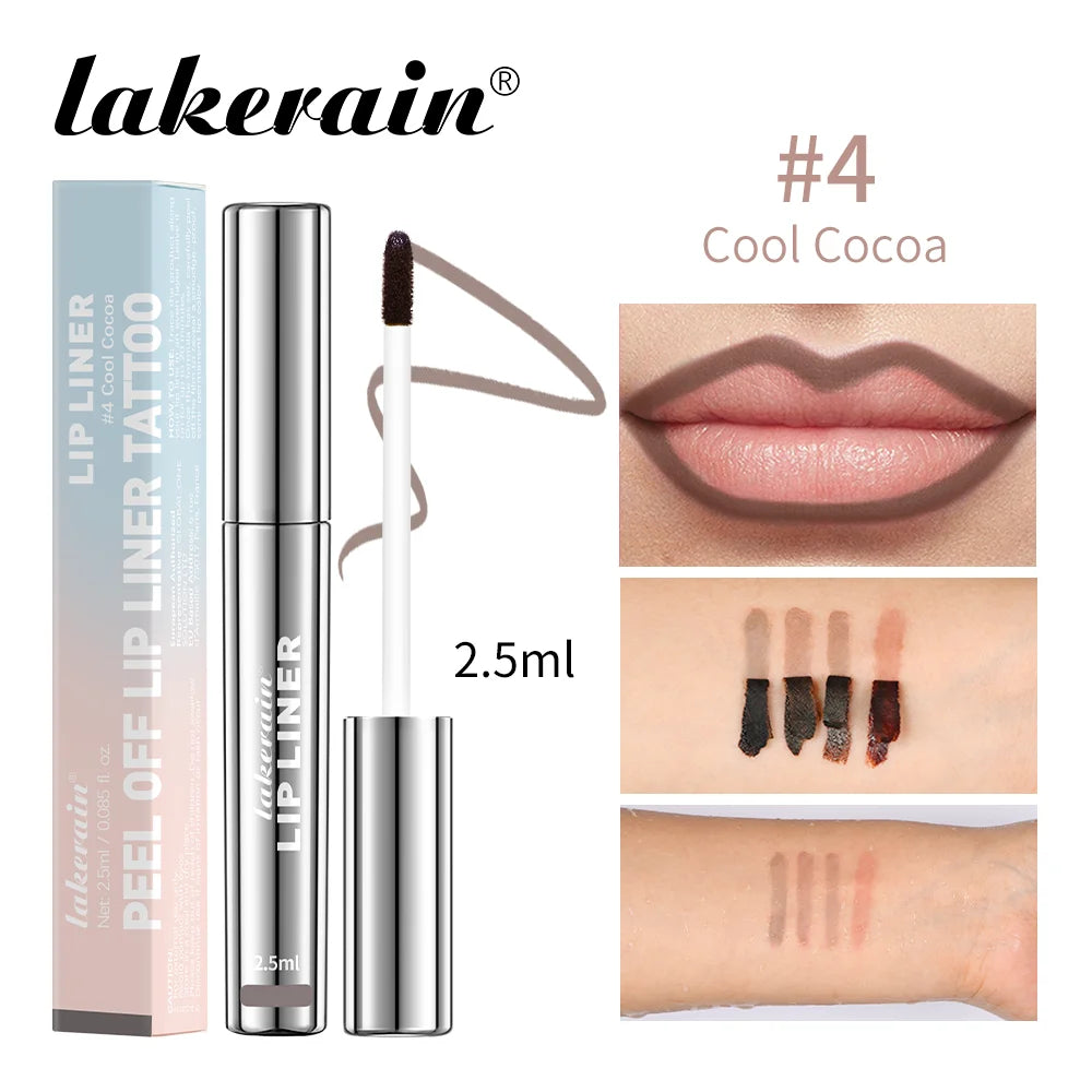 Waterproof Lip Liner Peel Off Tattoo Lipgloss, Long Lasting Matte Lip Tint Brown Contour Lips Stain Cosmetic