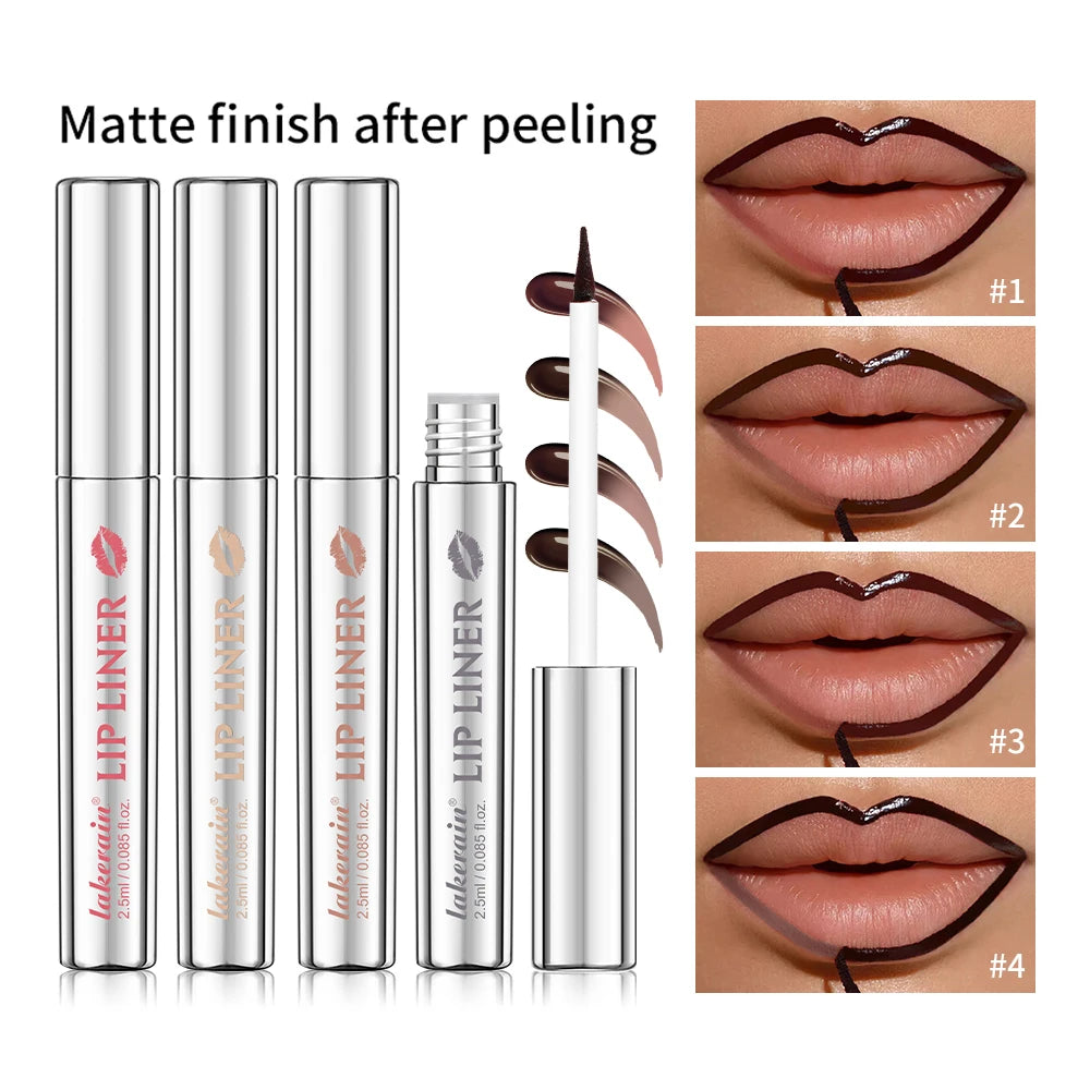 Waterproof Lip Liner Peel Off Tattoo Lipgloss, Long Lasting Matte Lip Tint Brown Contour Lips Stain Cosmetic