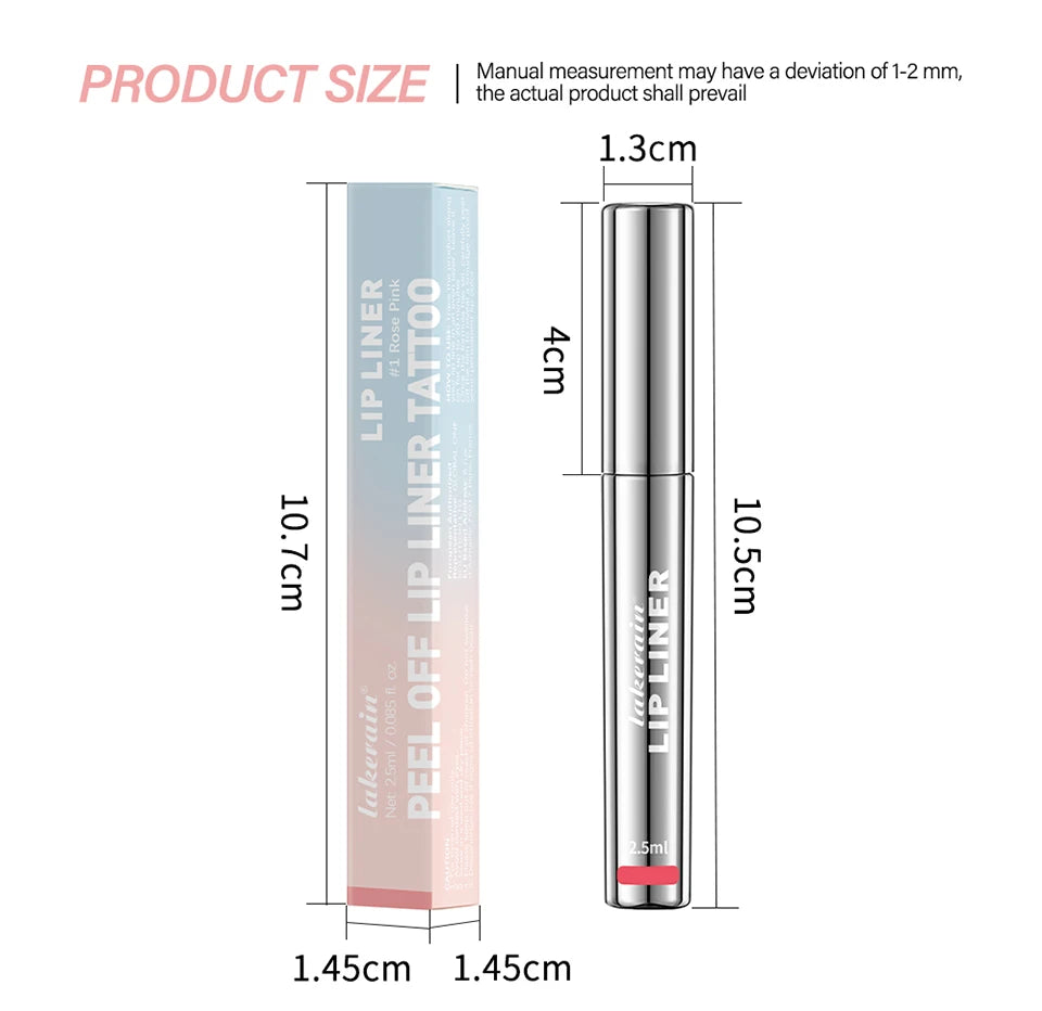 Waterproof Lip Liner Peel Off Tattoo Lipgloss, Long Lasting Matte Lip Tint Brown Contour Lips Stain Cosmetic