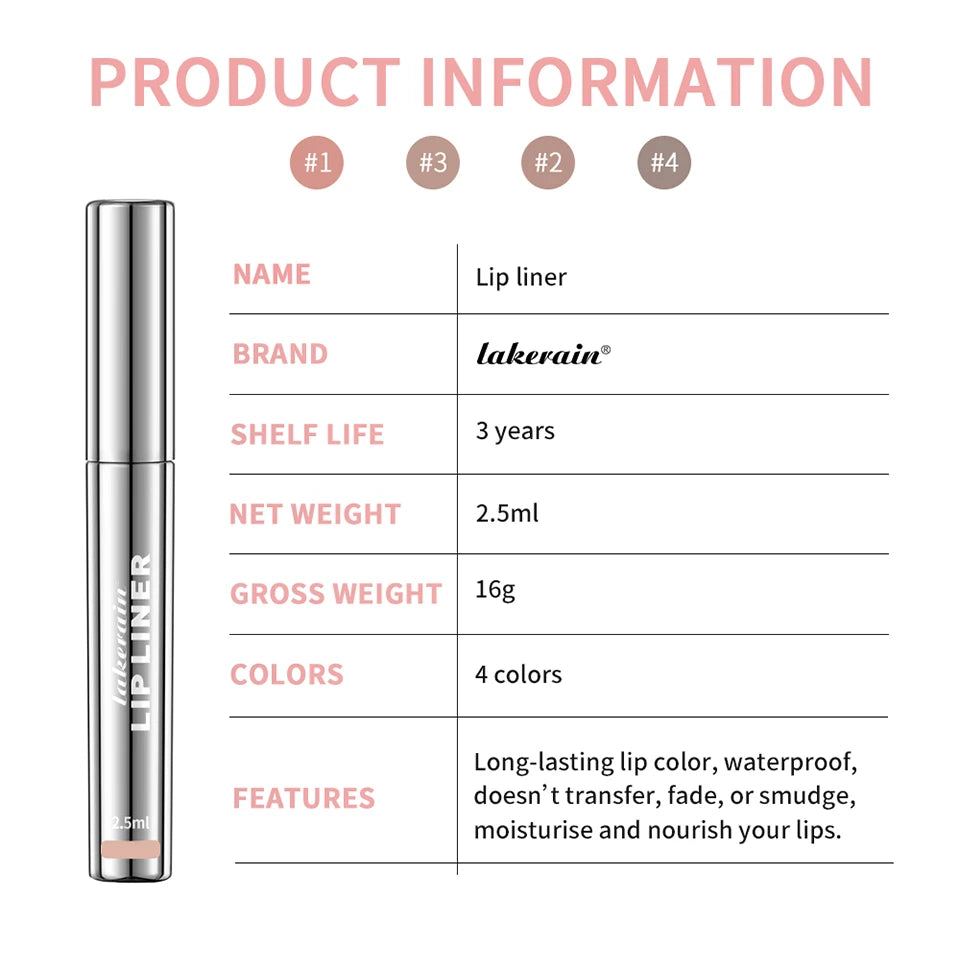 Waterproof Lip Liner Peel Off Tattoo Lipgloss, Long Lasting Matte Lip Tint Brown Contour Lips Stain Cosmetic