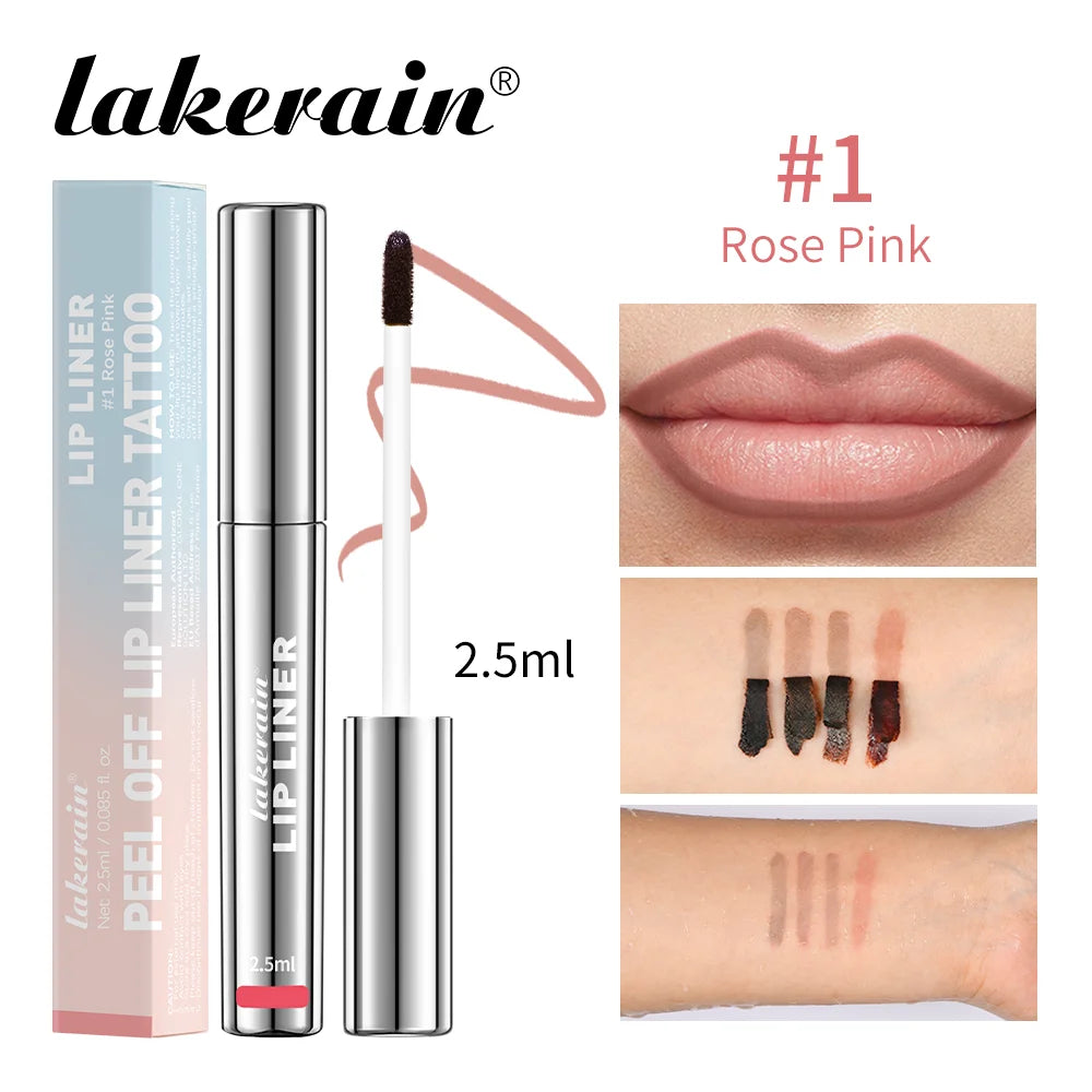 Waterproof Lip Liner Peel Off Tattoo Lipgloss, Long Lasting Matte Lip Tint Brown Contour Lips Stain Cosmetic