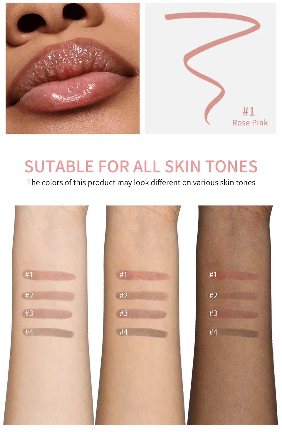Waterproof Lip Liner Peel Off Tattoo Lipgloss, Long Lasting Matte Lip Tint Brown Contour Lips Stain Cosmetic