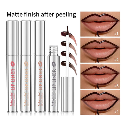 Waterproof Lip Liner Peel Off Tattoo Lipgloss, Long Lasting Matte Lip Tint Brown Contour Lips Stain Cosmetic