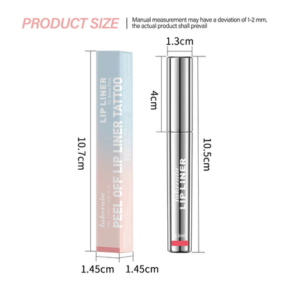 Waterproof Lip Liner Peel Off Tattoo Lipgloss, Long Lasting Matte Lip Tint Brown Contour Lips Stain Cosmetic