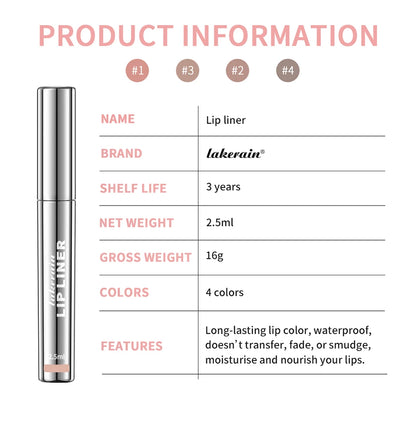 Waterproof Lip Liner Peel Off Tattoo Lipgloss, Long Lasting Matte Lip Tint Brown Contour Lips Stain Cosmetic