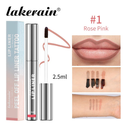 Waterproof Lip Liner Peel Off Tattoo Lipgloss, Long Lasting Matte Lip Tint Brown Contour Lips Stain Cosmetic